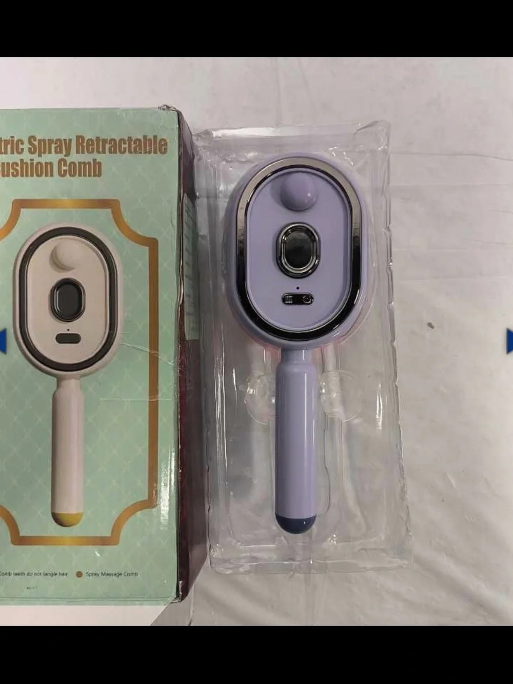 Electric Spray Retractable Air Cushion Comb - White